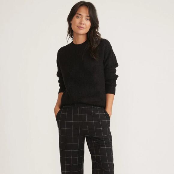 Marine Layer Dream Yarn Oversized Crewneck Sweater in Black - Picture 1 of 6